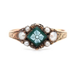 Victorian Onyx and Pearl Flower Ring-Charlotte Sayers Antique Jewellery