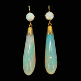 Victorian Opal Drop Earrings-Charlotte Sayers Antique Jewellery