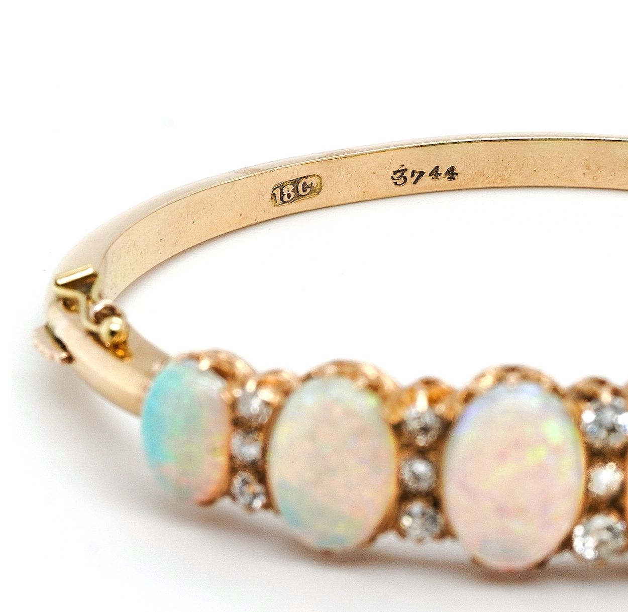 Victorian Opal and Diamond Bangle-Charlotte Sayers Antique Jewellery