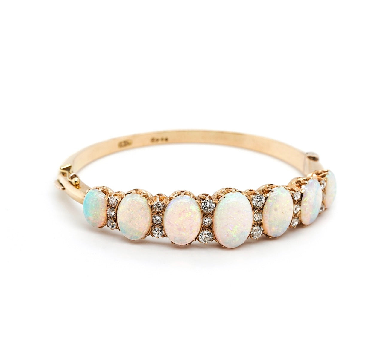 Victorian Opal and Diamond Bangle-Charlotte Sayers Antique Jewellery