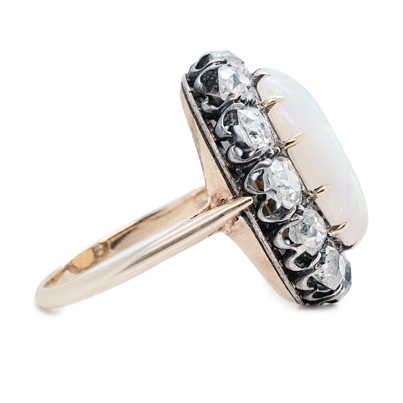 Victorian Opal and Diamond Cluster Ring-Charlotte Sayers Antique Jewellery