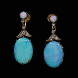 Victorian Opal and Diamond Earrings-Charlotte Sayers Antique Jewellery