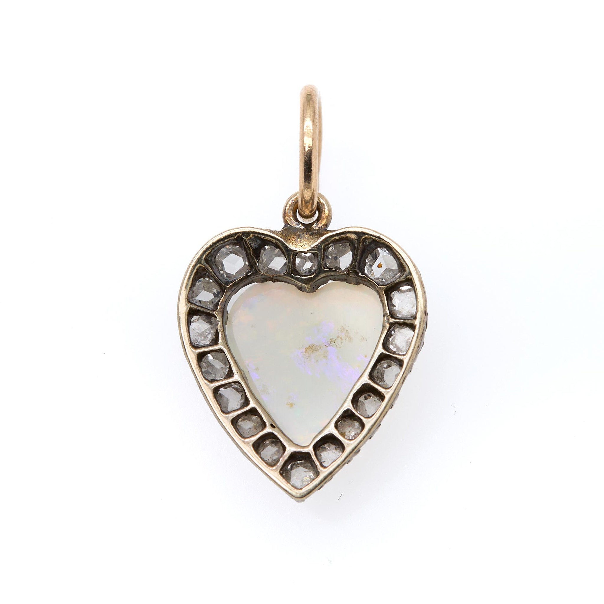Victorian Opal and Diamond Heart Pendant-Charlotte Sayers Antique Jewellery