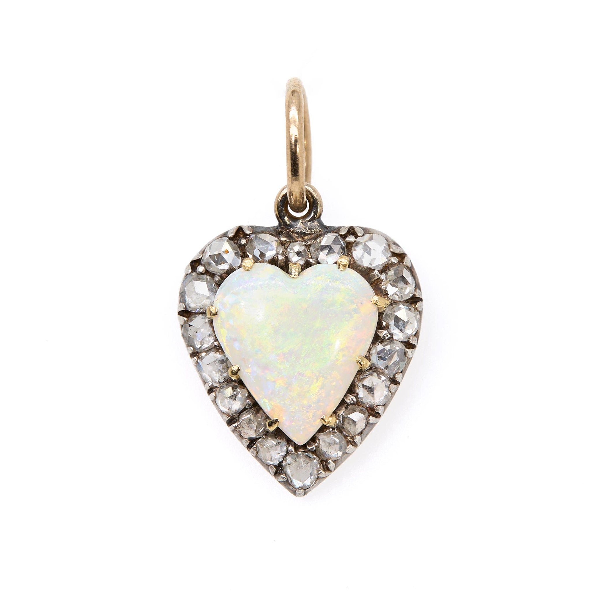 Victorian Opal and Diamond Heart Pendant-Charlotte Sayers Antique Jewellery