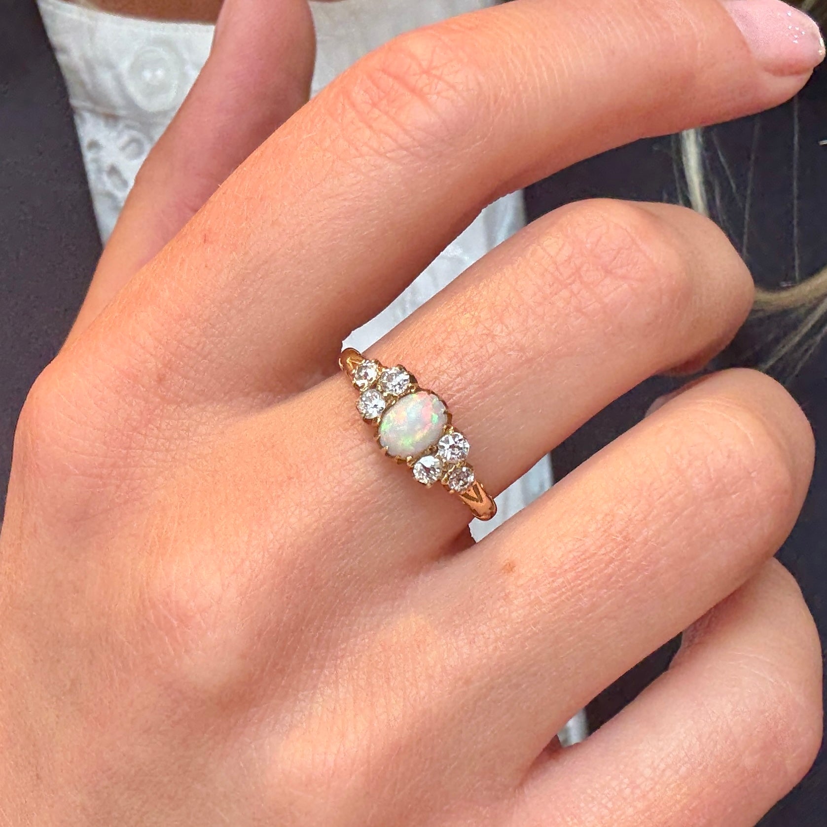 Victorian Opal and Diamond Ring-Charlotte Sayers Antique Jewellery