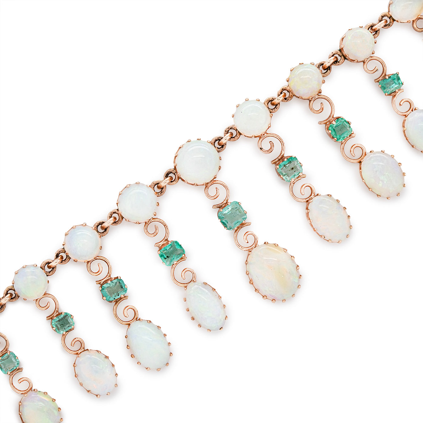 Victorian Opal and Emerald Necklace-Charlotte Sayers Antique Jewellery