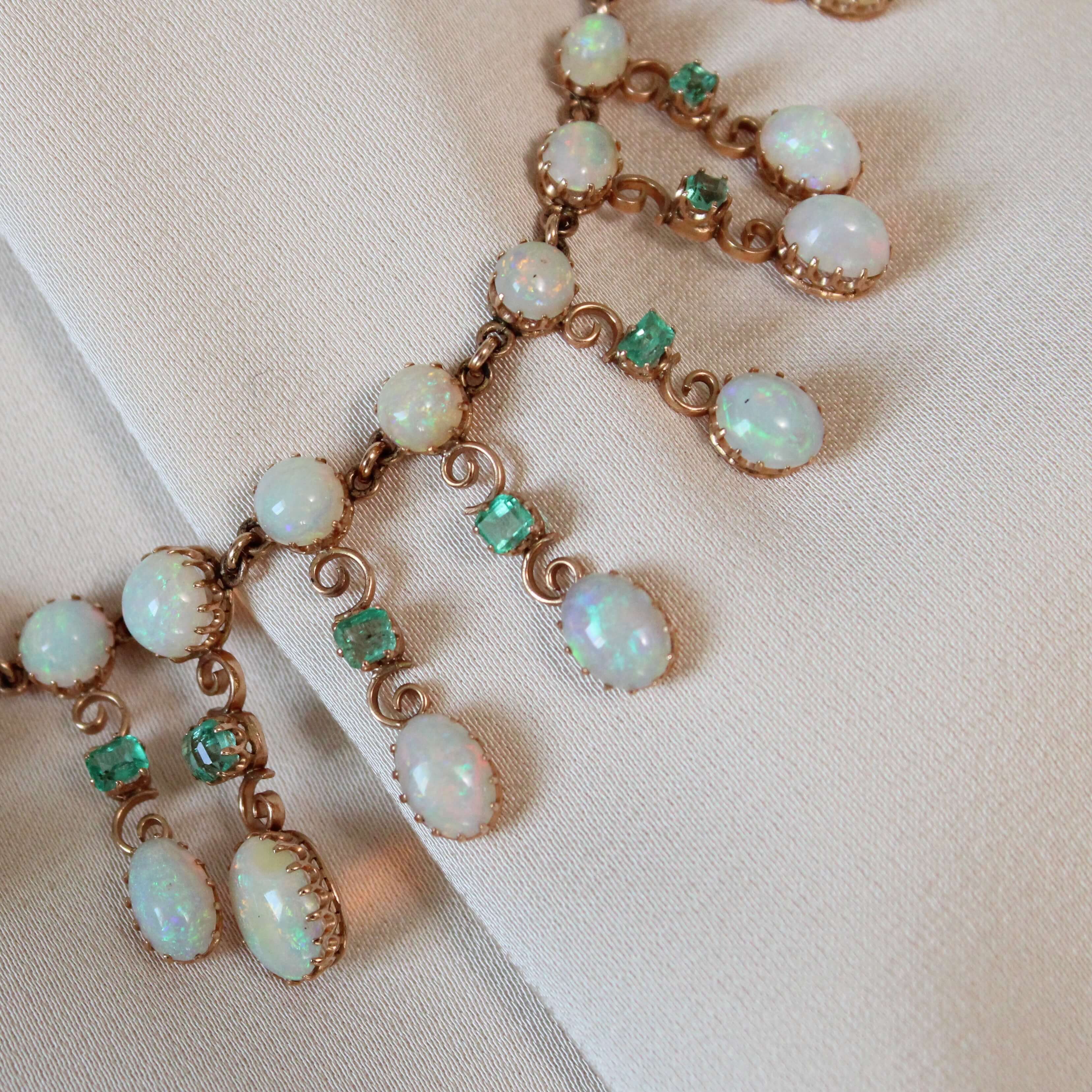 Victorian Opal and Emerald Necklace-Charlotte Sayers Antique Jewellery