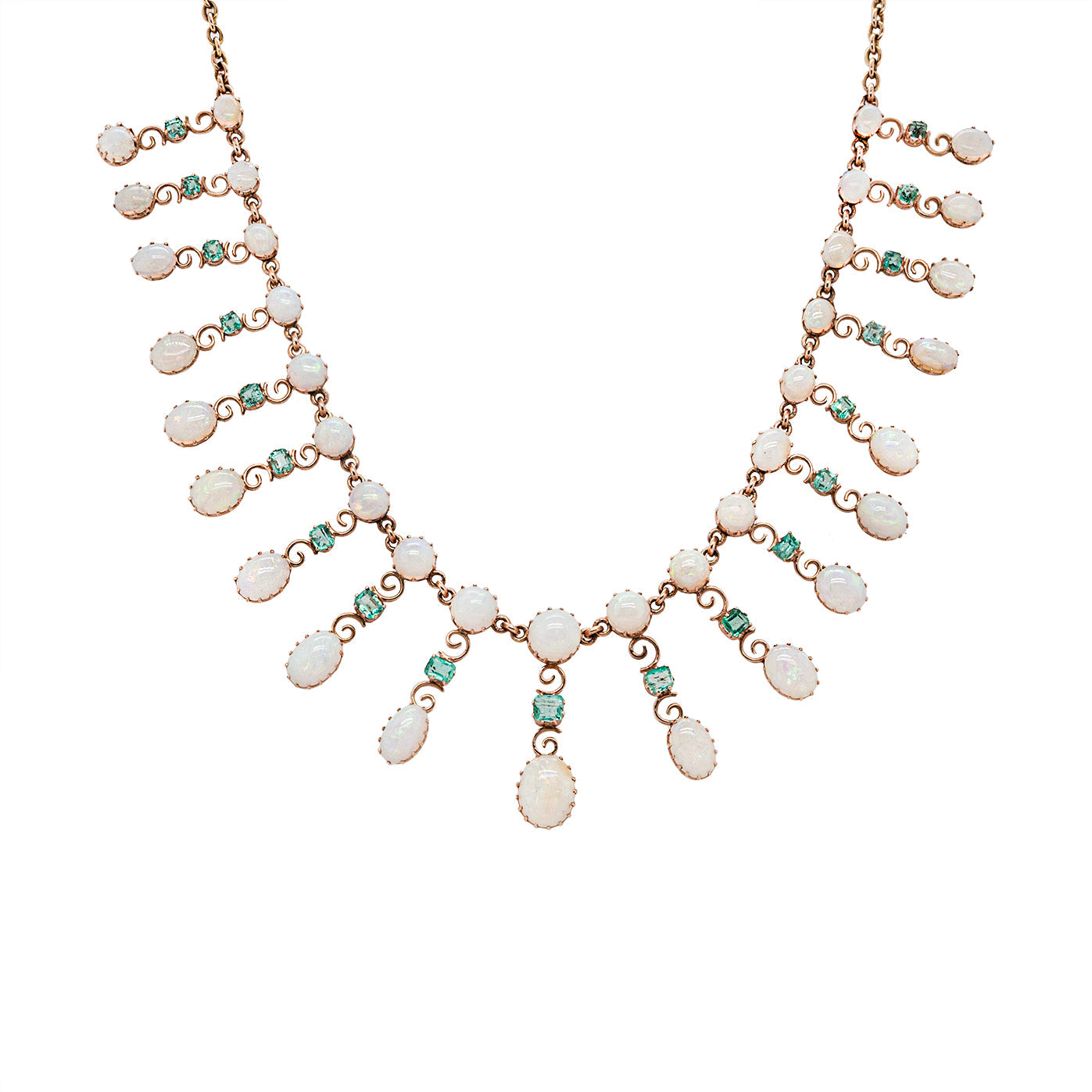 Victorian Opal and Emerald Necklace-Charlotte Sayers Antique Jewellery