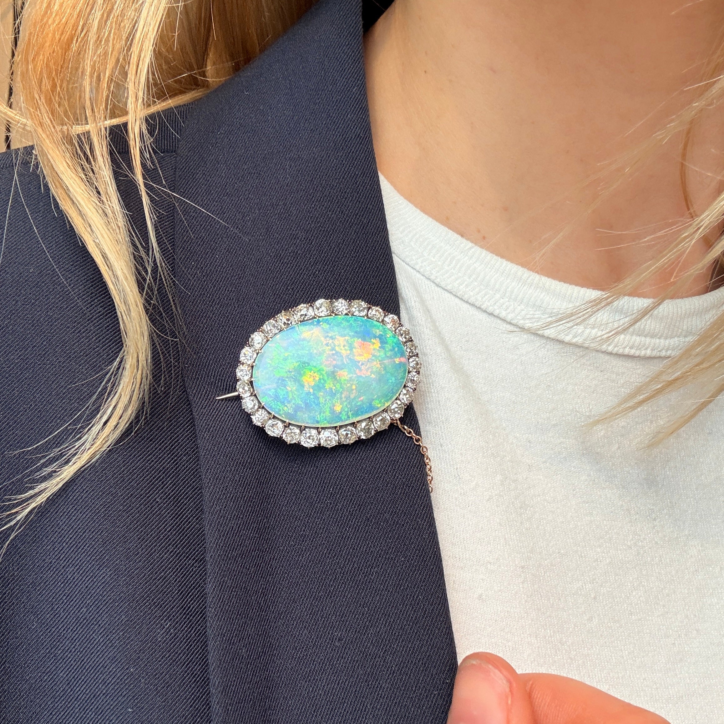 Victorian Opal and Old Cut Diamond Brooch-Charlotte Sayers Antique Jewellery