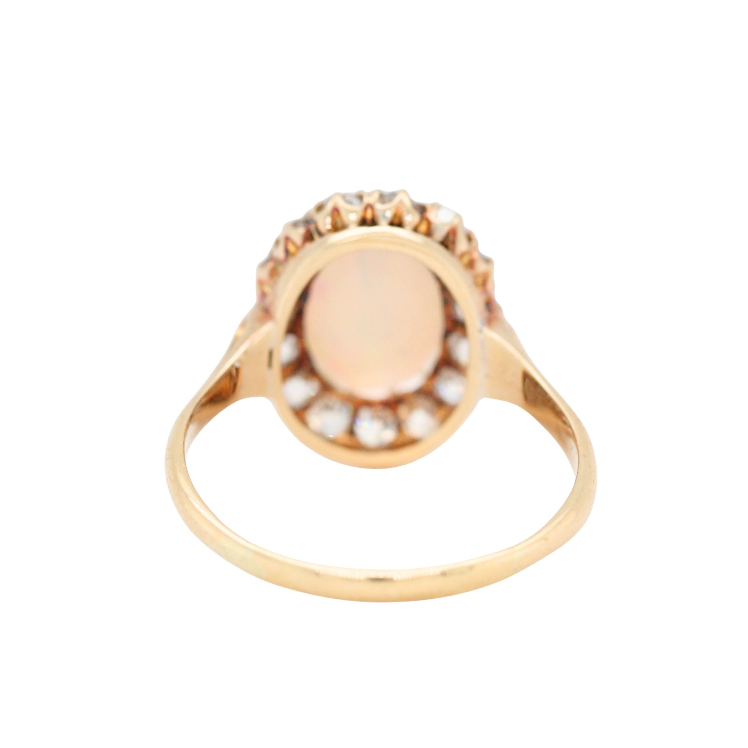 Victorian Opal and Old Cut Diamond Cluster Ring-Charlotte Sayers Antique Jewellery