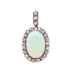 Victorian Opal and Rose Cut Diamond Pendant-Charlotte Sayers Antique Jewellery