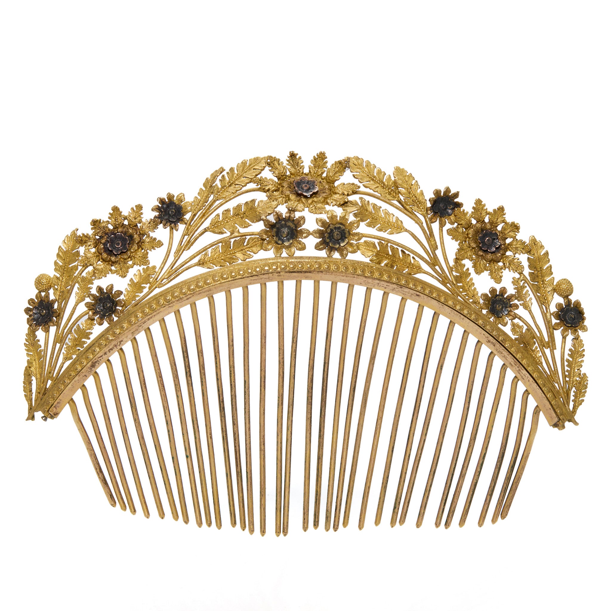 Victorian Ormolu Hair Comb Tiara-Charlotte Sayers Antique Jewellery