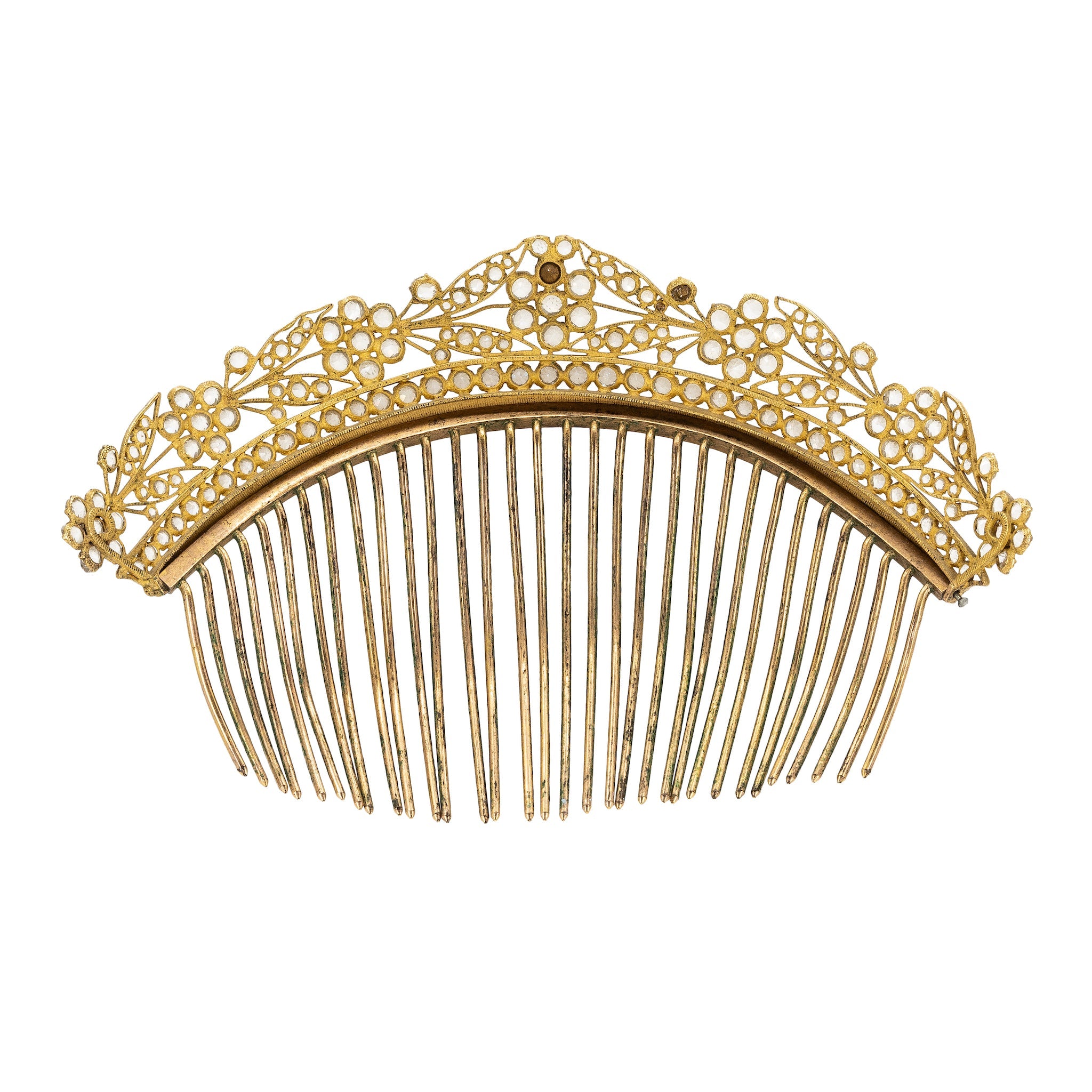 Victorian Ormolu and Paste Comb Tiara-Charlotte Sayers Antique Jewellery