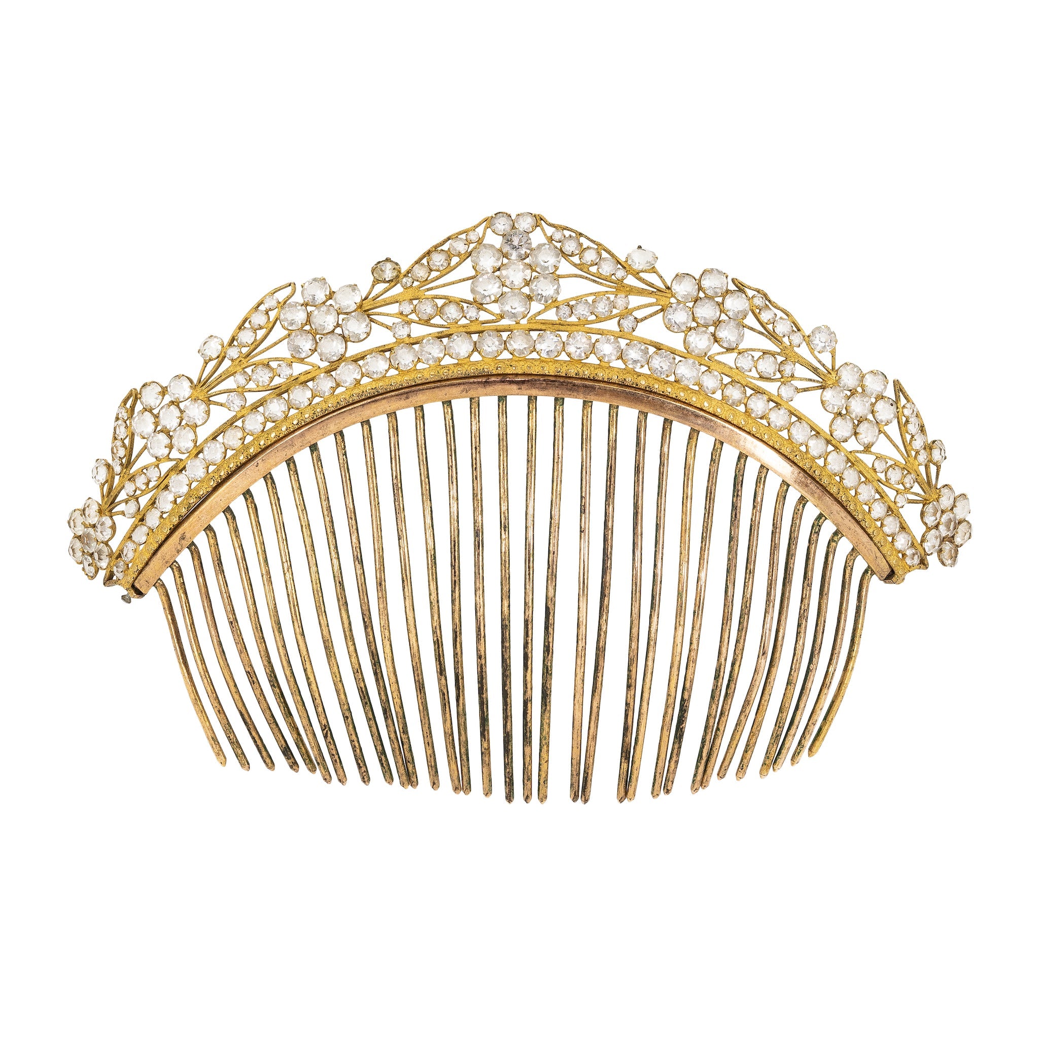 Victorian Ormolu and Paste Comb Tiara-Charlotte Sayers Antique Jewellery