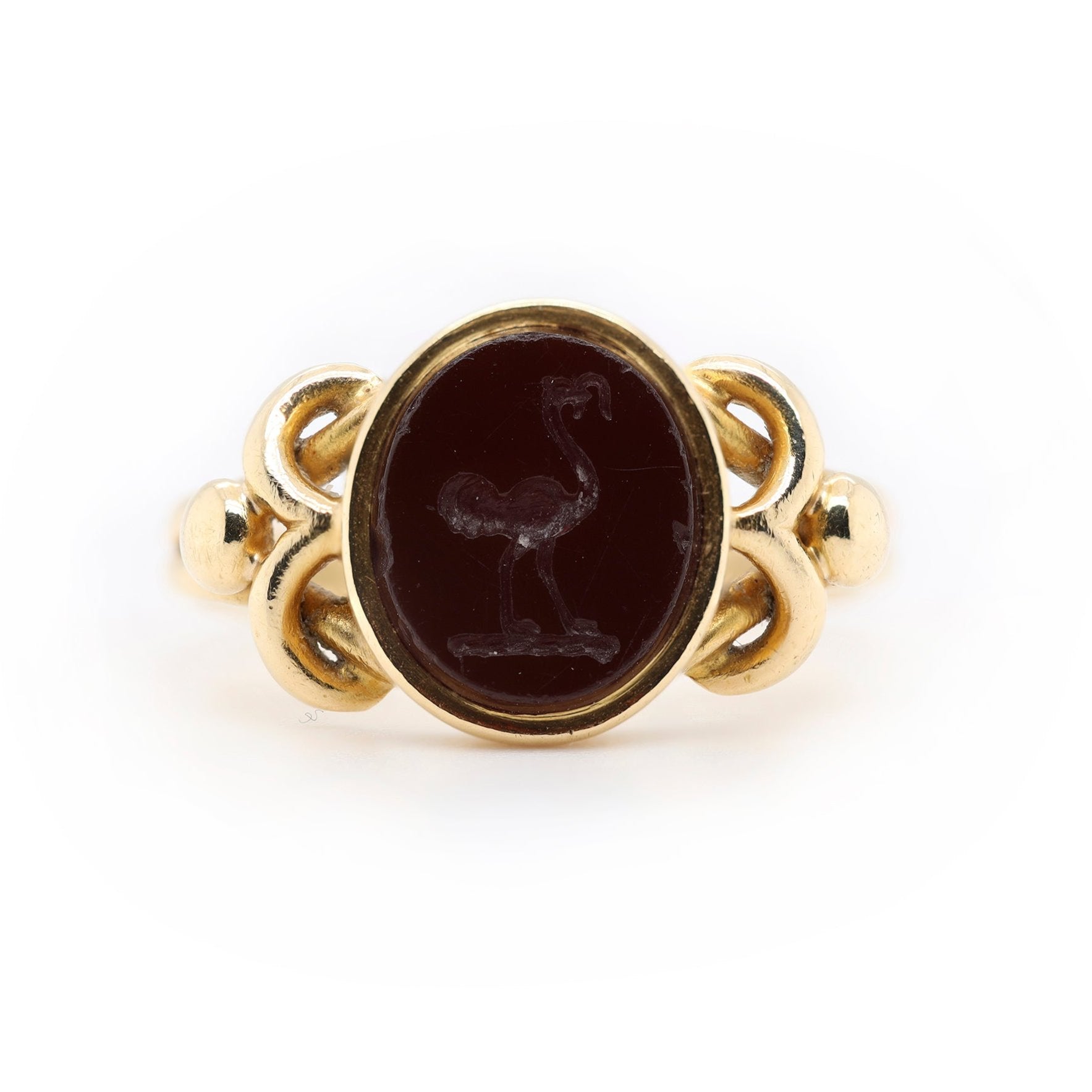 Victorian Ostrich and Snake Signet Ring-Charlotte Sayers Antique Jewellery