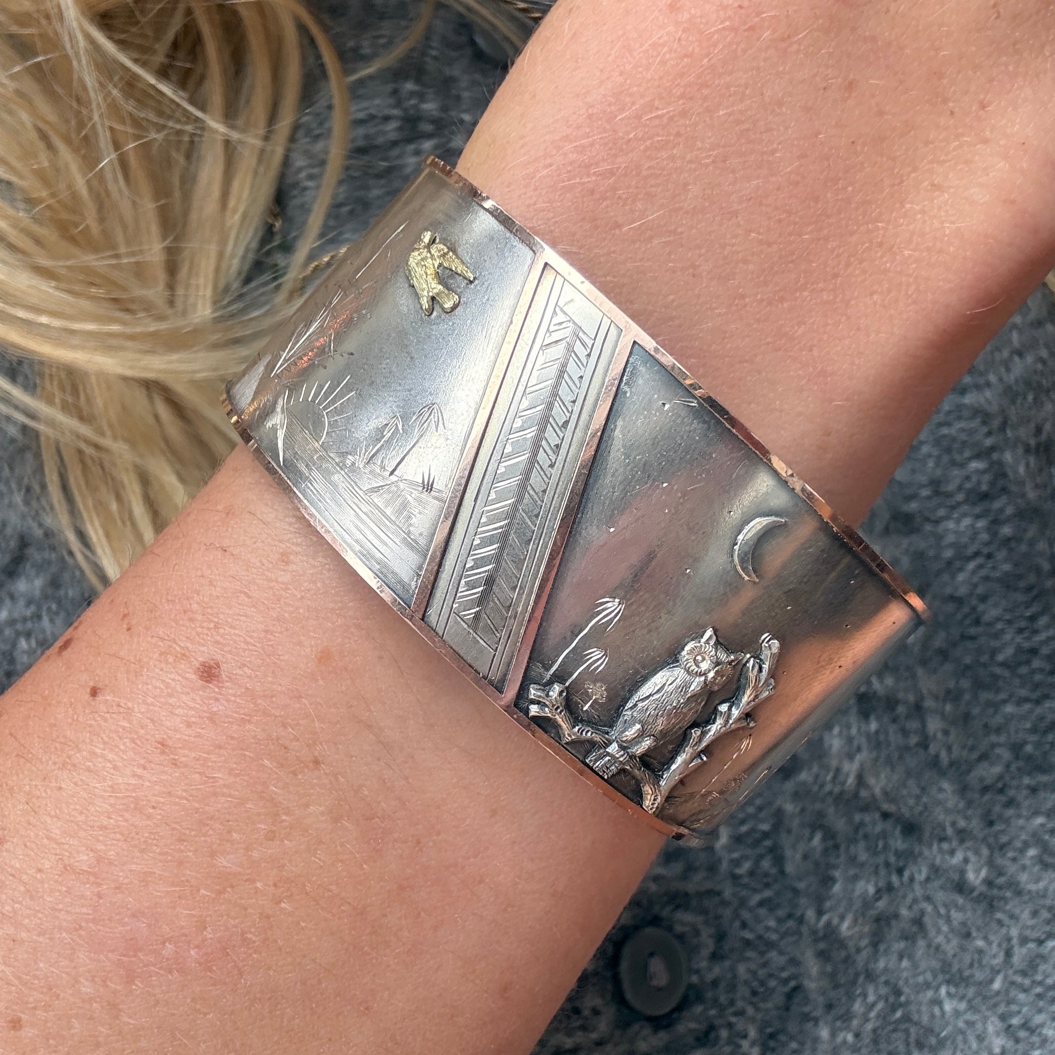 Victorian Owl Bangle-Charlotte Sayers Antique Jewellery