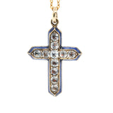 Victorian Paste, Silver and Enamel Cross Pendant-Charlotte Sayers Antique Jewellery