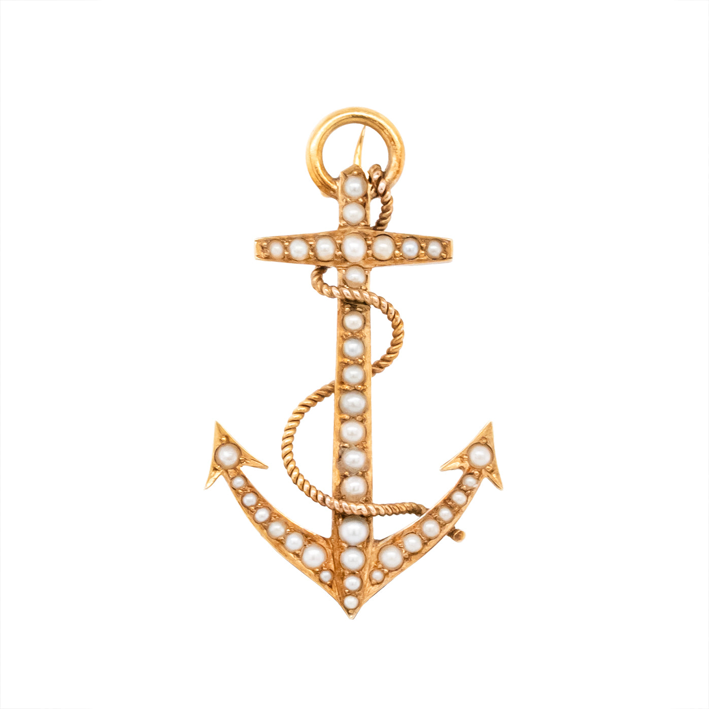 Victorian Pearl Anchor Brooch-Charlotte Sayers Antique Jewellery