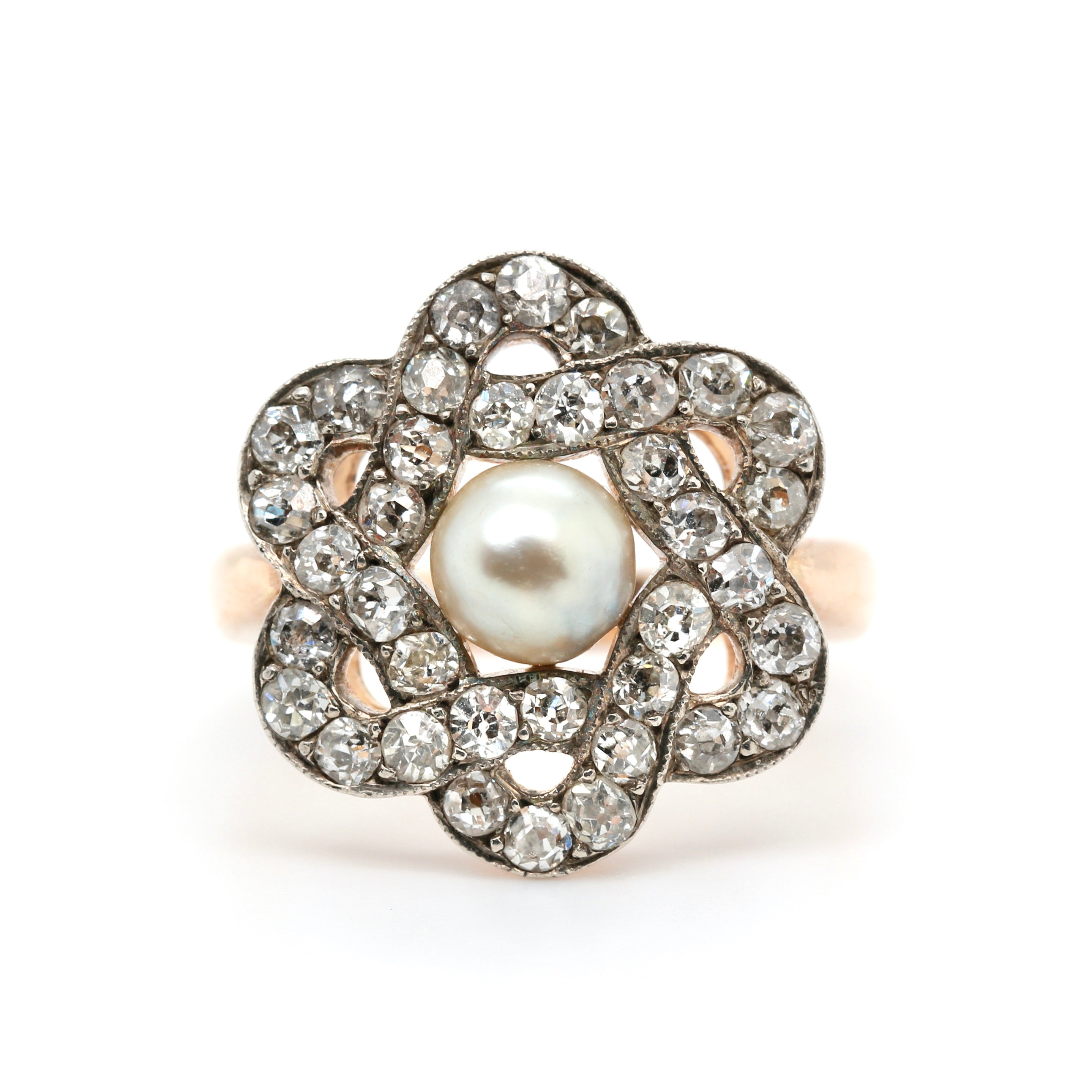 Victorian Pearl Diamond Ring-Charlotte Sayers Antique Jewellery