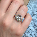 Victorian Pearl Double Heart Bow Ring-Charlotte Sayers Antique Jewellery