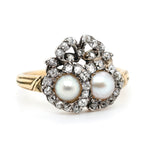 Victorian Pearl Double Heart Bow Ring-Charlotte Sayers Antique Jewellery