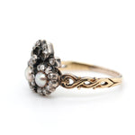 Victorian Pearl Double Heart Ring-Charlotte Sayers Antique Jewellery