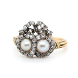 Victorian Pearl Double Heart Ring-Charlotte Sayers Antique Jewellery