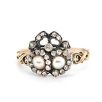 Victorian Pearl Double Heart Ring-Charlotte Sayers Antique Jewellery