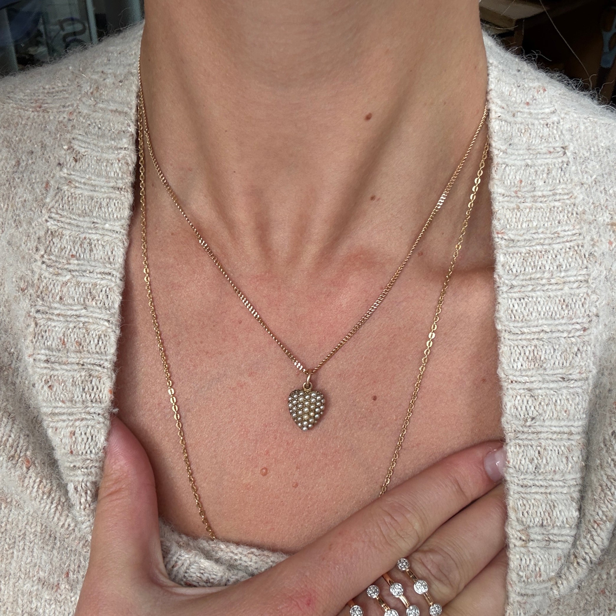 Victorian Pearl Heart Pendant-Charlotte Sayers Antique Jewellery