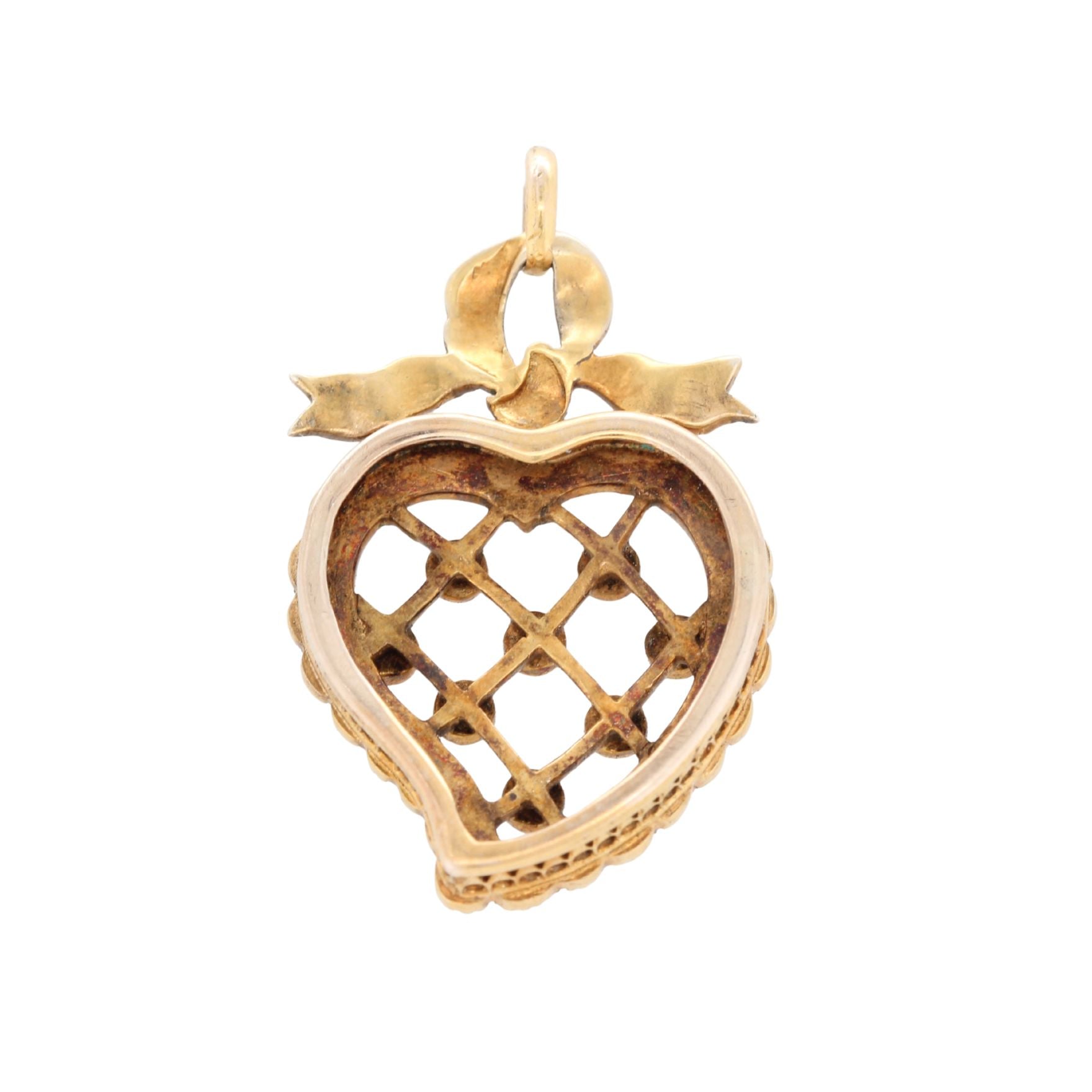 Victorian Pearl Turquoise Heart Pendant-Charlotte Sayers Antique Jewellery