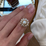 Victorian Pearl and Diamond Cluster Ring-Charlotte Sayers Antique Jewellery