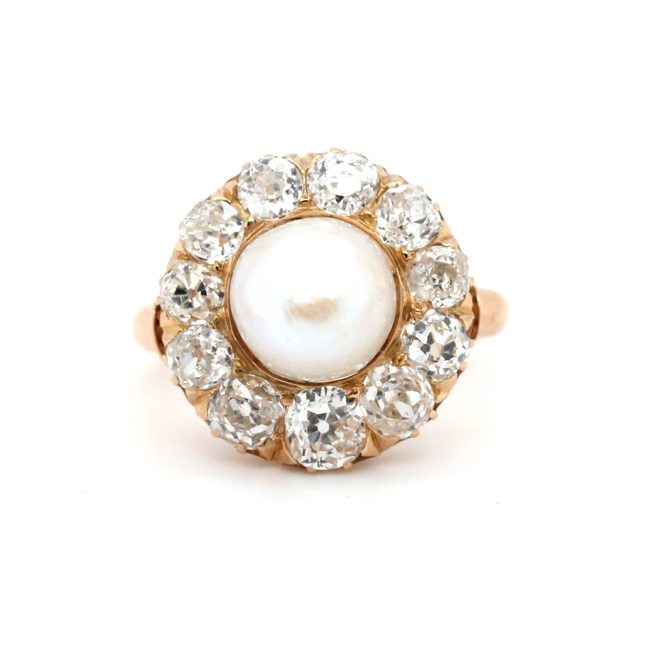 Victorian Pearl and Diamond Cluster Ring-Charlotte Sayers Antique Jewellery