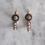 Victorian Pearl and Diamond Hoop Earrings-Charlotte Sayers Antique Jewellery