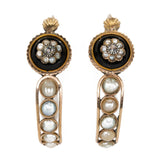 Victorian Pearl and Diamond Hoop Earrings-Charlotte Sayers Antique Jewellery