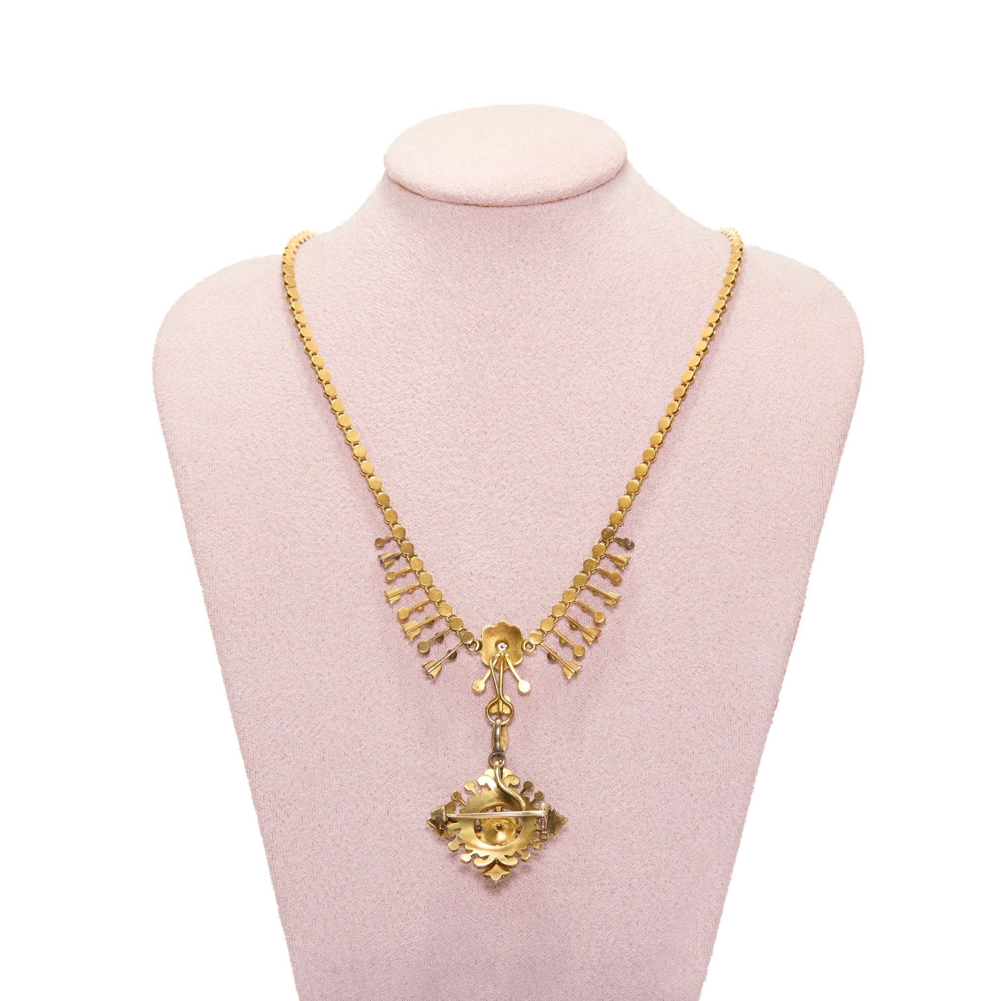 Victorian Pearl and Diamond Necklace with Detachable Pendant-Charlotte Sayers Antique Jewellery
