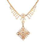 Victorian Pearl and Diamond Necklace with Detachable Pendant-Charlotte Sayers Antique Jewellery