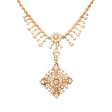 Victorian Pearl and Diamond Necklace with Detachable Pendant-Charlotte Sayers Antique Jewellery