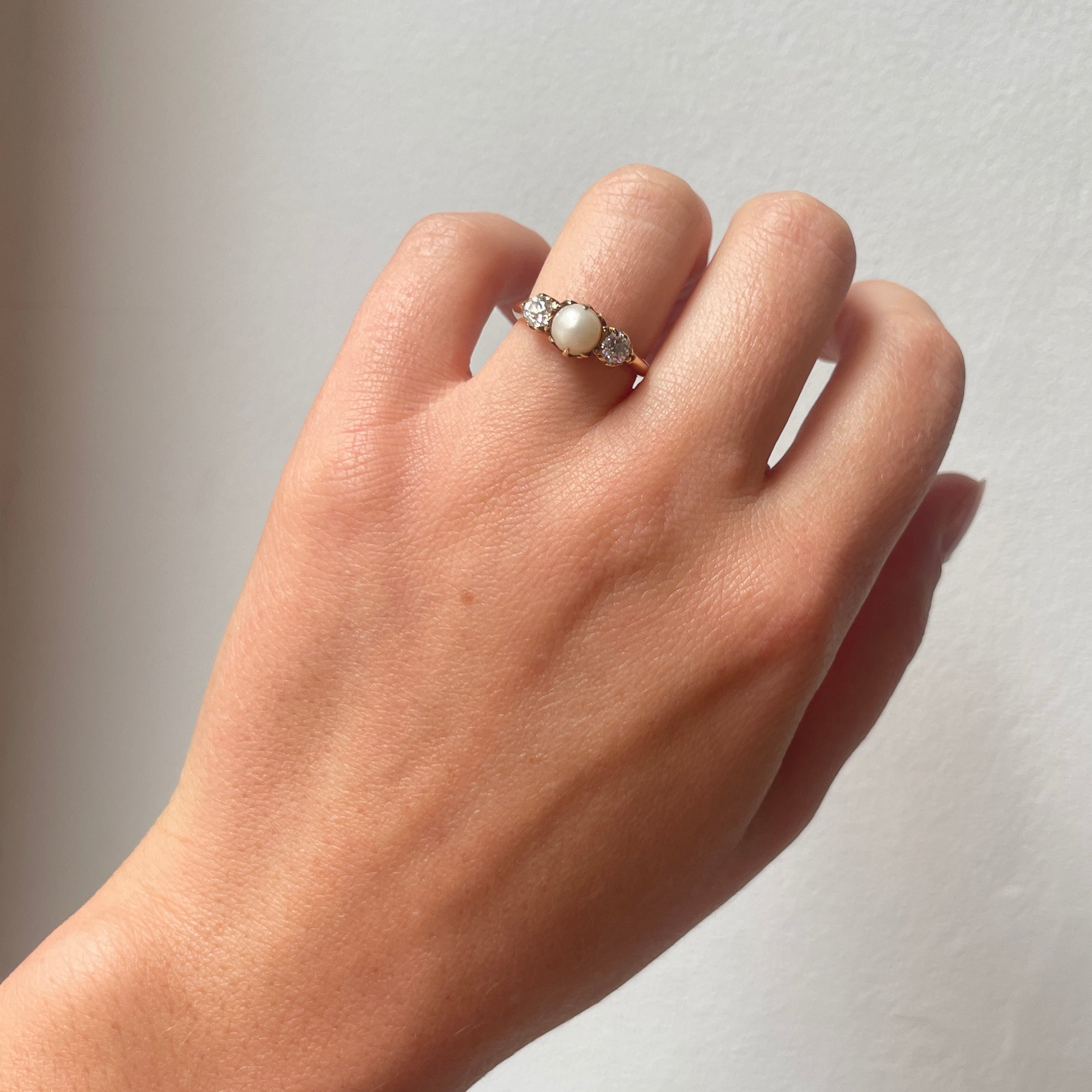 Victorian Pearl and Diamond Ring-Charlotte Sayers Antique Jewellery