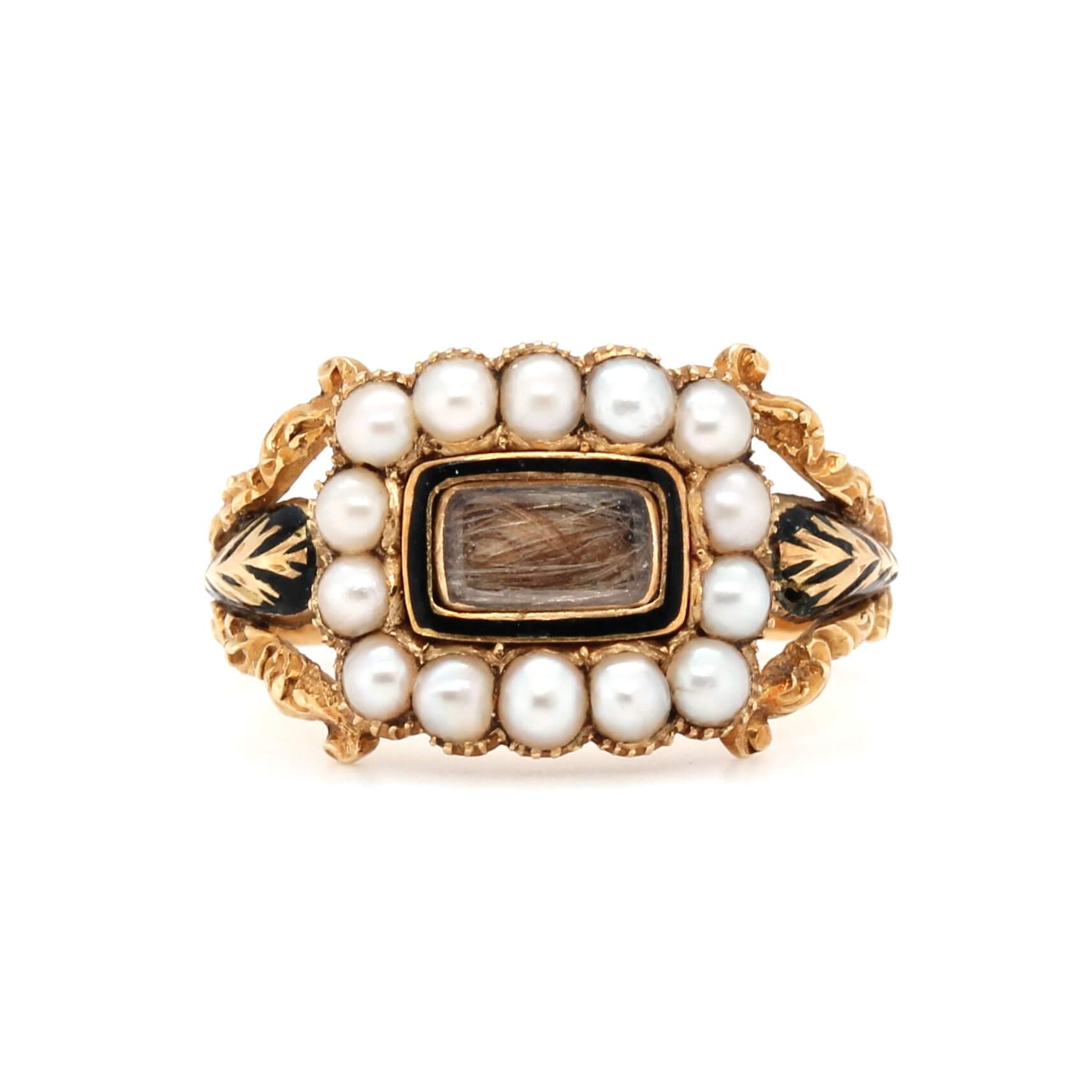 Victorian Pearl and Enamel Ring-Charlotte Sayers Antique Jewellery