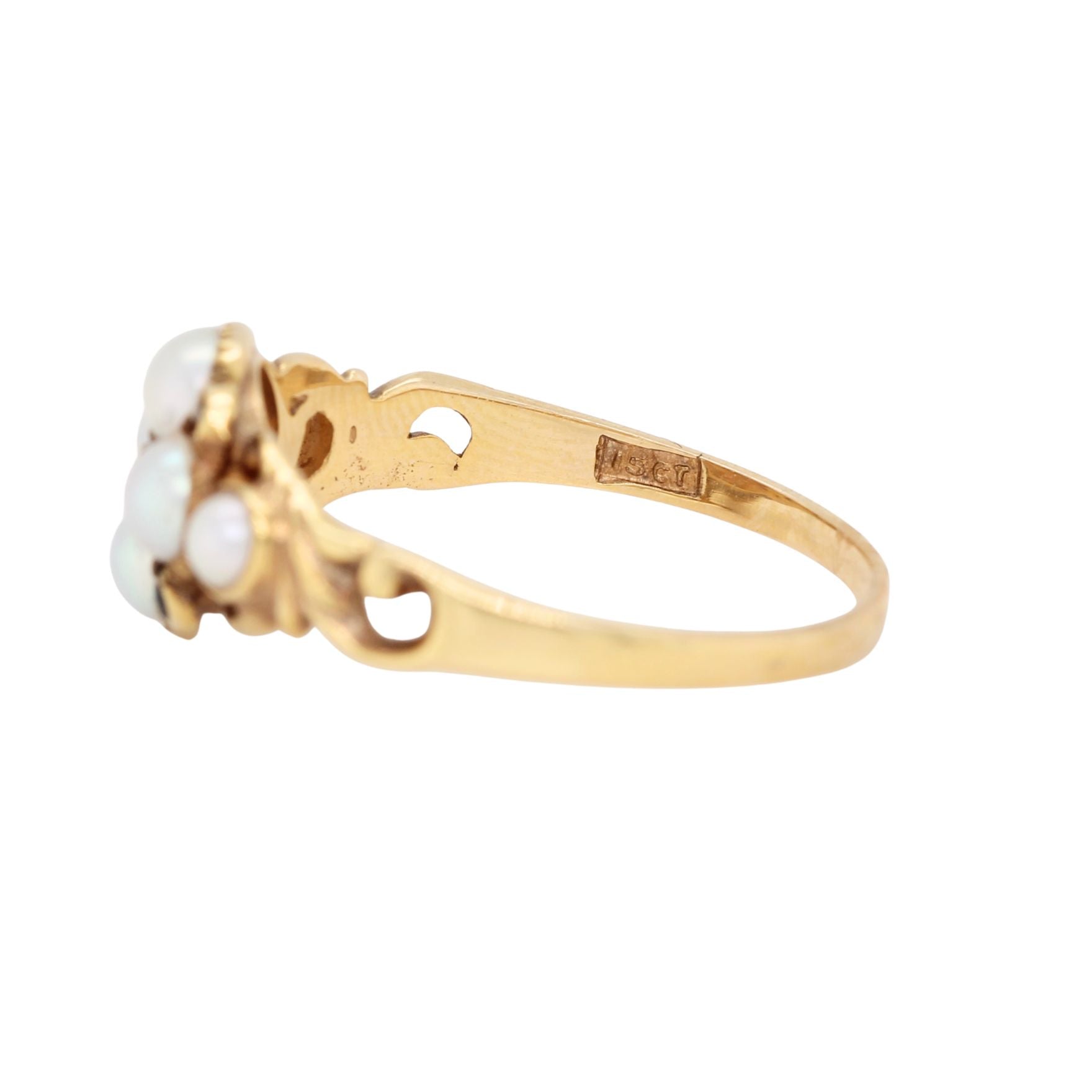 Victorian Pearl and Sapphire Ring-Charlotte Sayers Antique Jewellery