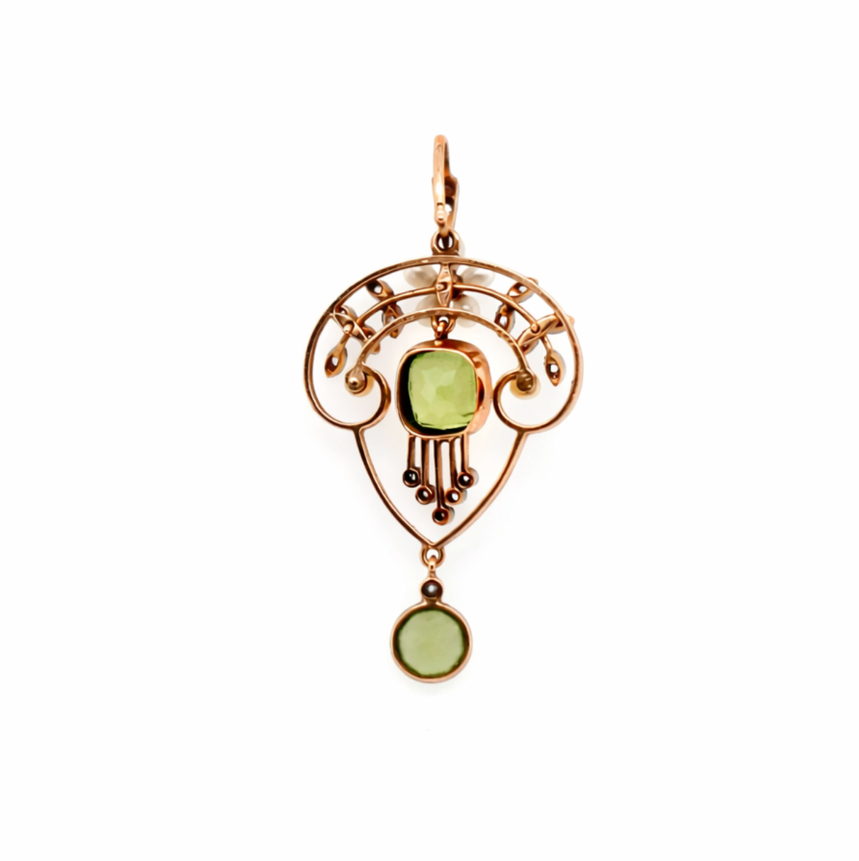 Victorian Peridot Diamond and Pearl Pendant-Charlotte Sayers Antique Jewellery
