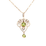 Victorian Peridot Diamond and Pearl Pendant-Charlotte Sayers Antique Jewellery