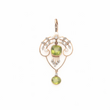 Victorian Peridot Diamond and Pearl Pendant-Charlotte Sayers Antique Jewellery