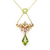 Victorian Peridot, Tourmaline and Pearl Pendant-Charlotte Sayers Antique Jewellery