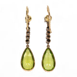 Victorian Peridot and Diamond Drop Earrings-Charlotte Sayers Antique Jewellery