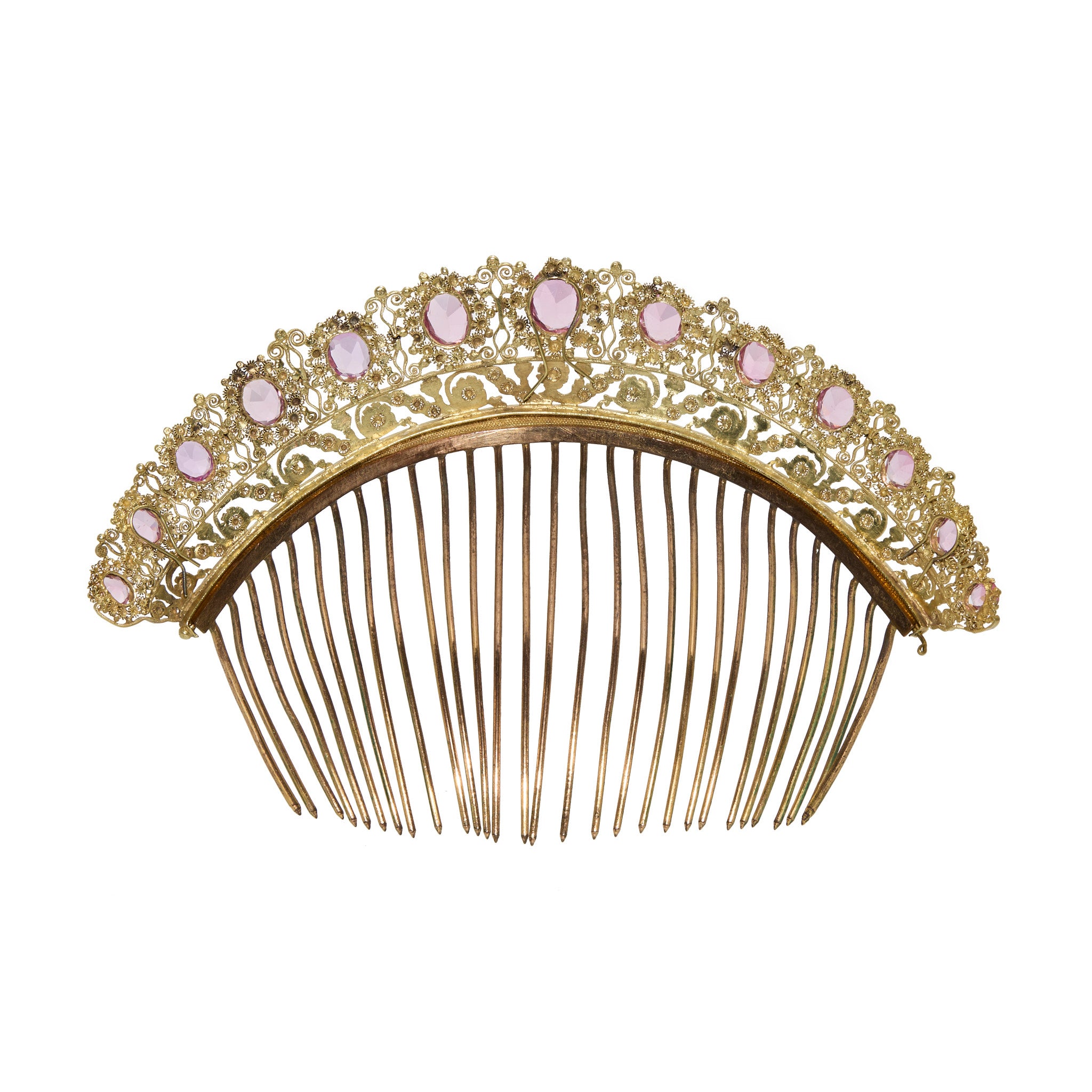 Victorian Pink Paste Tiara Comb-Charlotte Sayers Antique Jewellery