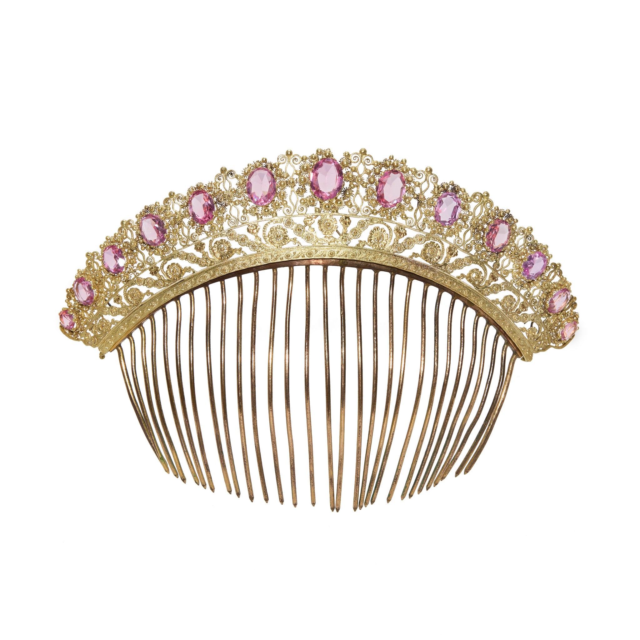Victorian Pink Paste Tiara Comb-Charlotte Sayers Antique Jewellery