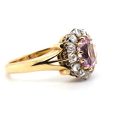 Victorian Pink Topaz and Diamond Cluster Ring-Charlotte Sayers Antique Jewellery