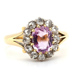 Victorian Pink Topaz and Diamond Cluster Ring-Charlotte Sayers Antique Jewellery