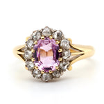 Victorian Pink Topaz and Diamond Cluster Ring-Charlotte Sayers Antique Jewellery